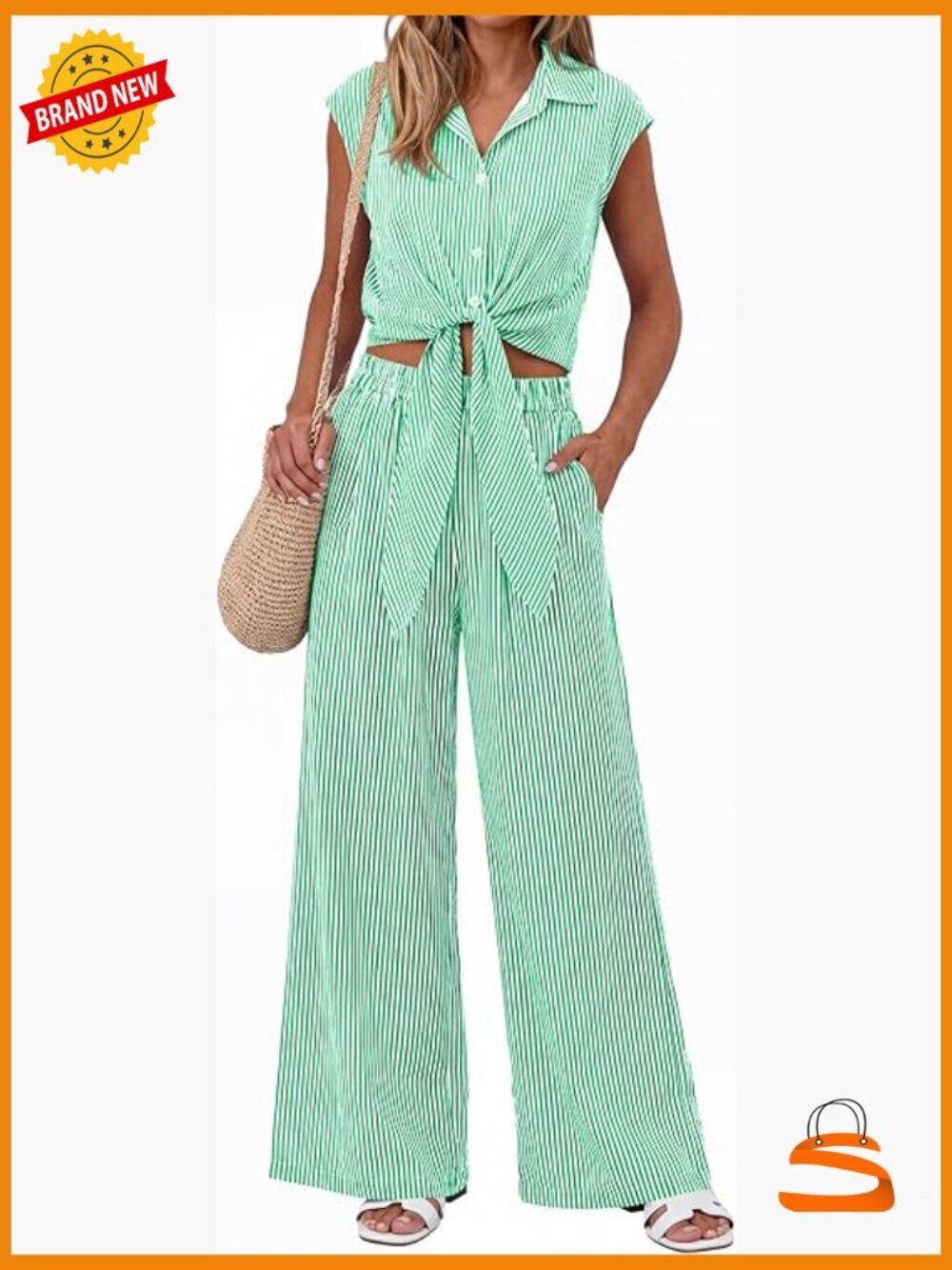 2 Piece Crop Top & Wide Leg Pants Set Soft Flowy Lounge